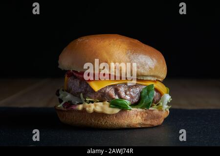 Gourmet Burger at Home Stock Photo