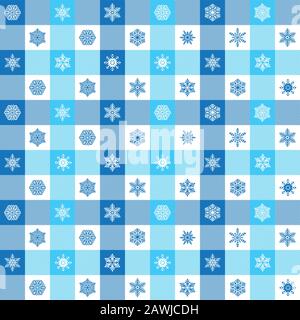 Seamless Christmas Gingham Snowflakes Stock Vector