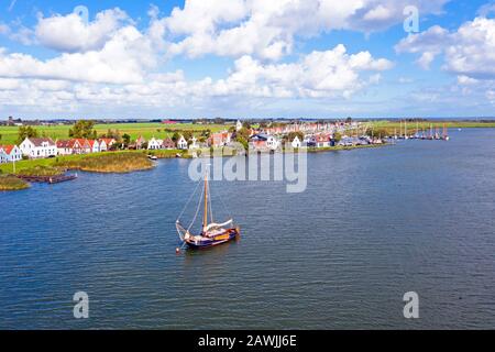 Aerial from the traditional village Durgerdam near Amsterdam in the Netherlands Stock Photo