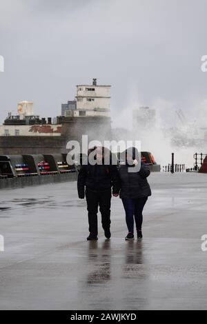 New Brighton, Merseyside, UK. 9th Feb, 2020. UK Weather. Gale force winds as Storm Ciara hits New Brighton Merseyside. Credit: ken biggs/Alamy Live News Stock Photo
