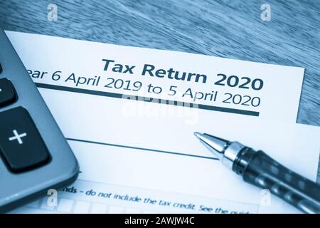 UK HMRC self assessment income tax return form 2020 Stock Photo