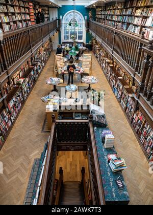 Interior of Daunt Book shop on Marylebone High Street in London. Stock Photo