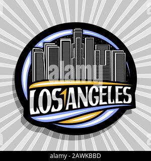 Vector logo for Los Angeles, dark rhombus sticker with line illustration of  famous evening los angeles cityscape, tourist badge with brush letters for  Stock Vector Image & Art - Alamy