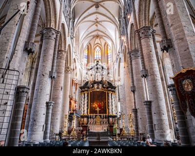 Ghent, Belgium,circa October 2019.Interior of The Saint Nicholas Church in Ghent, Belgium. Important building in Romanesque and Scheldt Gothic style. Stock Photo