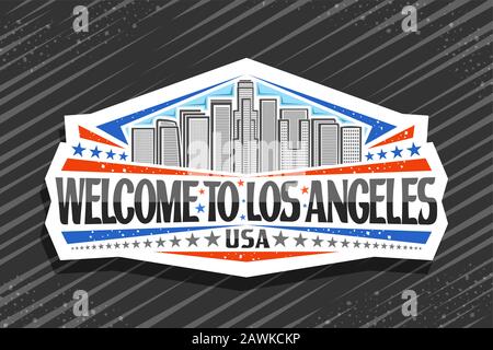 Vector logo for Los Angeles, dark rhombus sticker with line illustration of  famous evening los angeles cityscape, tourist badge with brush letters for  Stock Vector Image & Art - Alamy