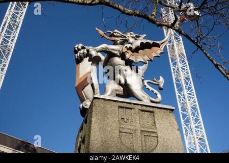 City of London Dragon boundary marker near Chancery Lane tube station, High Holborn, London, UK Stock Photo