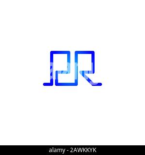 Geometric pr icon, public relations blue vector connected letters, color logo Stock Vector