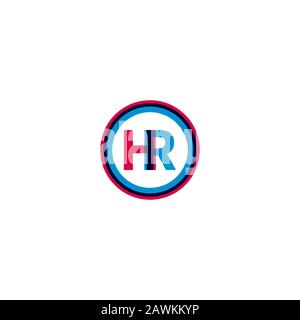 HR logo, human resources icon, color capital letters in circle, vector sign Stock Vector
