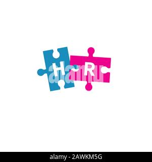 HR logo with puzzles, human resources vector color icon Stock Vector