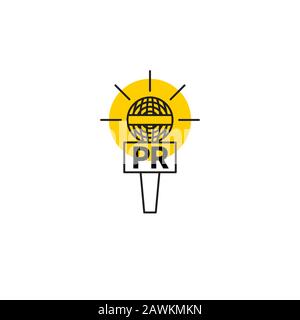 Microphone icon, pr or news symbol, public relations icon, news vector sign Stock Vector