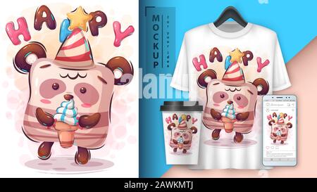Happy Birthday poster and merchandising Stock Vector