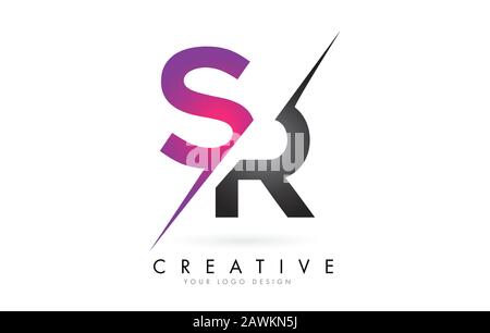 SR S R Letter Logo with Colorblock Design and Creative Cut. Creative logo design. Stock Vector