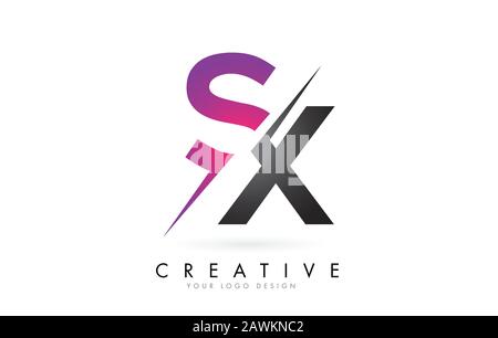 SX S X Letter Logo with Colorblock Design and Creative Cut. Creative logo design. Stock Vector