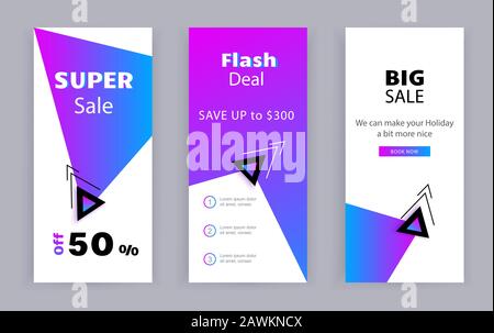 Business banners. Social Media Design. Template vector. Abstract triangle violet background with gold srar. Stock Vector