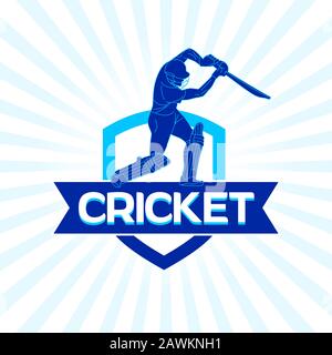 Abstract Cricket team logo design, concept, poster, template, banner, icon, unit, label, web, mnemonic - vector, illustration Stock Vector