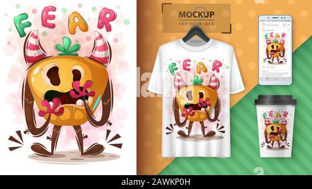Halloween monster poster and merchandising Stock Vector
