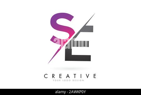 SE S E Letter Logo with Colorblock Design and Creative Cut. Creative logo design. Stock Vector