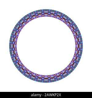 Colorful mosaic border - circular geometrical ornamental abstract vector design element from geometric shapes Stock Vector