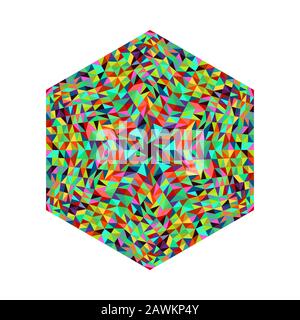 Isolated mosaic polygon shape - ornamental geometrical colorful vector element Stock Vector