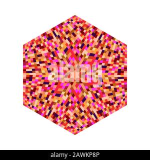 Abstract tiled mosaic ornament hexagon symbol - geometrical colorful vector element Stock Vector