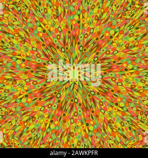 Hypnotic colorful radial tiled flower mosaic background - circular psychedelic floral abstract vector design Stock Vector