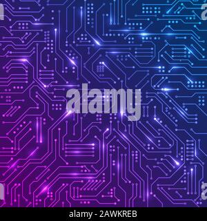 Circuit Communication. Abstract Technology Illustration. Blue Data Background. Vector Stock Vector