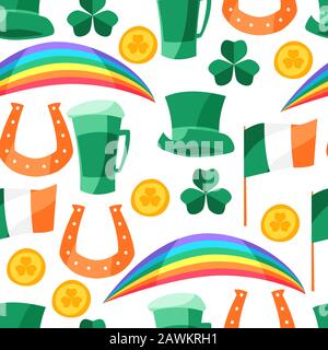 Saint Patricks Day seamless pattern. Stock Vector