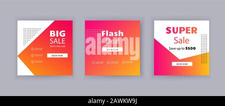 Business banners. Social Media Design. Template vector. Abstract triangle red orange background Stock Vector