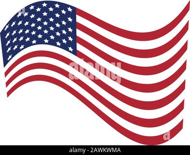 Waving national flag of United States of America. Official colors and proportion of flag of USA.Vector illustration Stock Vector