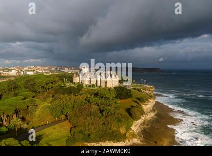 Aerial view of the Magdalena Palace in Santander Stock Photo