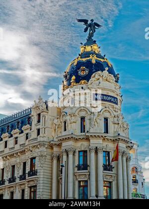 Domed Metropolis Building in Madrid Spain Stock Photo