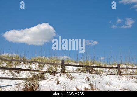 Rail Fence partially Buried on Sand Dune Stock Photo