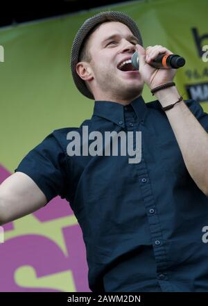 Olly Murs singing live on stage at The Midlands Festival 2010 Stock Photo