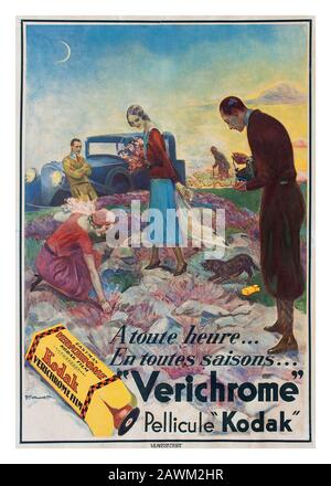 Vintage 1920’s Kodak Verichrome Film Advertisement ‘ At all hours in All seasons’ VERICHROME Kodak Film France Stock Photo