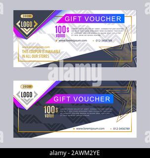 Business voucher. Template vector. Abstract triangle blue white background Stock Vector