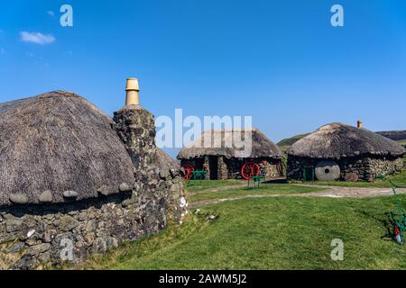 Scottish Thatched Cottages, Scotland Stock Photo