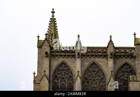 Carcassonne France, January 17, 2020: Basilica of Saints Nazarius and Celsus With A White Background Stock Photo