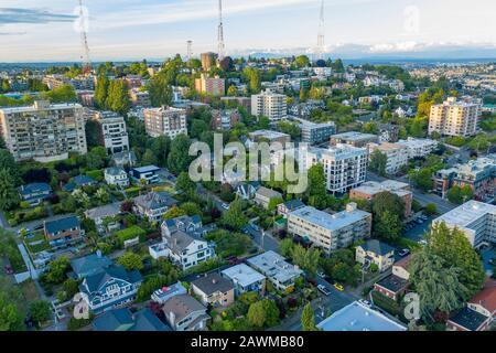 The Queen Anne neighborhood in the City of Seattle Stock Photo