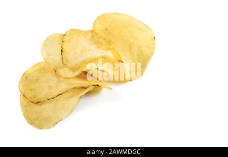 Potato chips isolated on white background Stock Photo