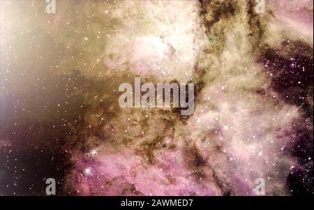 Stars, dust and gas nebula in a far galaxy space background. Stellar nursery. The infinite universe Stock Photo