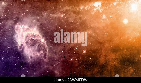 Space cosmic background of supernova nebula and stars field with copyspace Stock Photo