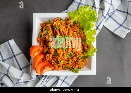 Turkish Bulgur Salad Kisir. traditional side dish in Turkish cuisine Stock Photo