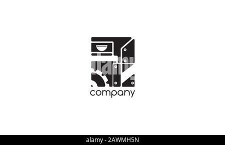 Vector logo on which an abstract image of a coffee shop made in an industrial style. Stock Vector
