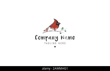 Vector color logo on which an abstract image of a red cardinal bird. Stock Vector