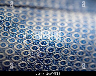 close up roll striped fabric blue and white of shirt, photo shoot by depth of field for object. Stock Photo