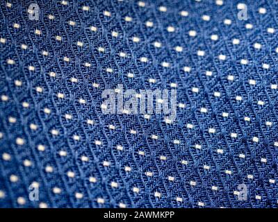 close up roll striped fabric blue and white of shirt, photo shoot by depth of field for object. Stock Photo