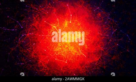 Explosion plexus abstract background. Futuristic particles and fractal elements backdrop for science  and technology design Stock Photo
