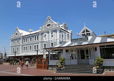 African Trading Port and Den Anker restaurant, V&A Waterfront, Cape Town, Table Bay, Western Cape Province, South Africa, Africa Stock Photo