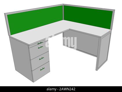 office desk. table isolated on white background Stock Vector