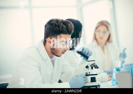 close up. a young scientist studying the features of the coronavirus Stock Photo